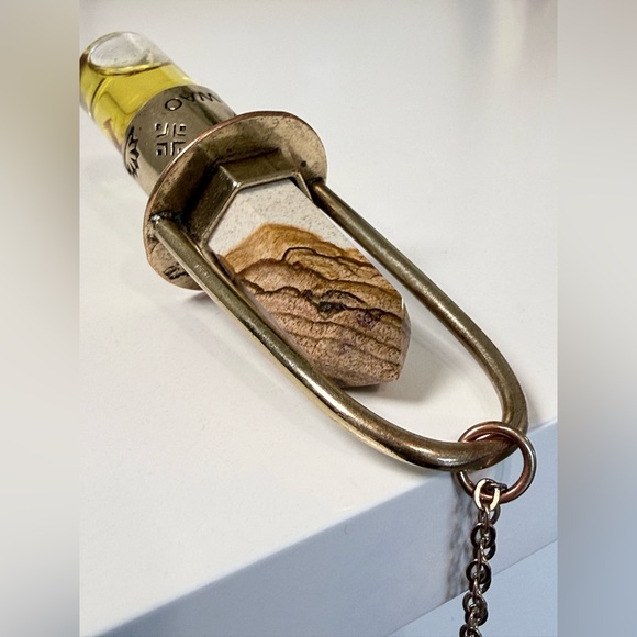 NWOT - Handmade Brass Essential Oil Rollerball Necklace with Ocean Jasper Stone - Picture 8 of 11
